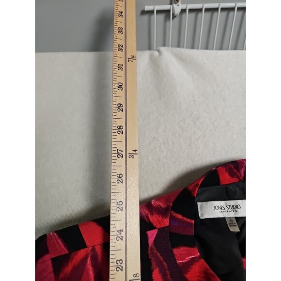 Jones Studio Separates ~Woman Size 12~ Abstract Fuchsia Pink Black Jacket Blazer - Picture 3 of 7